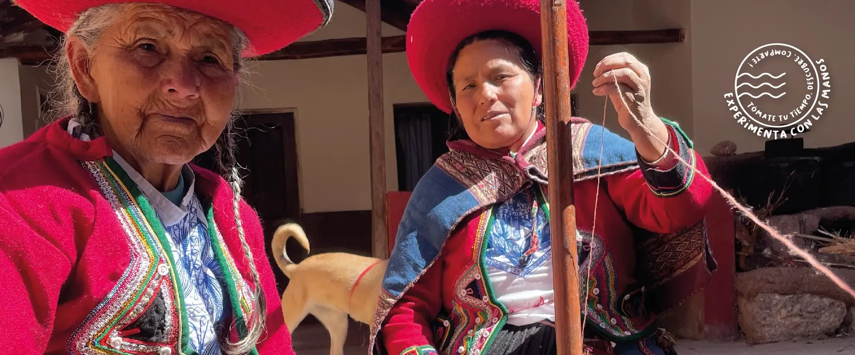 Andean artisan weaving on a traditional loom